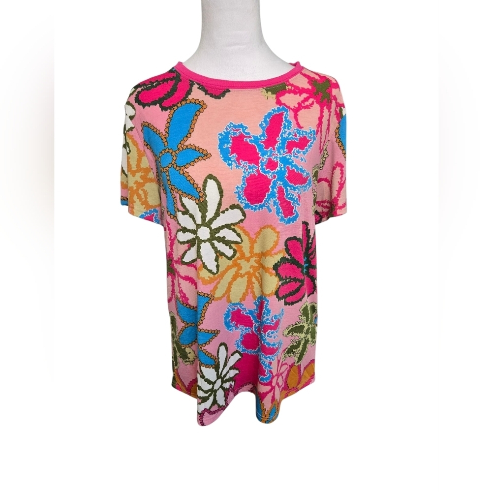 Floral Multicolor Women's Top Size L - Picture 2 of 6